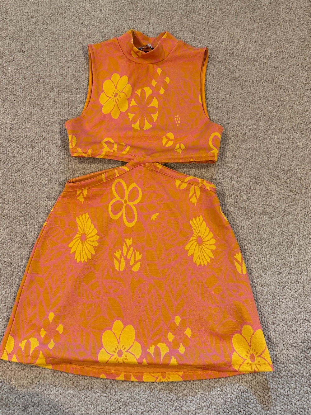 Zara Orange & Pink Floral Knit Two-Piece
